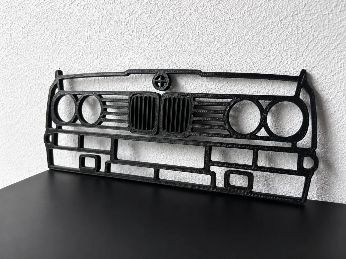 Face avant de BMW E30 - Décoration murale - Impression 3D PLA noir