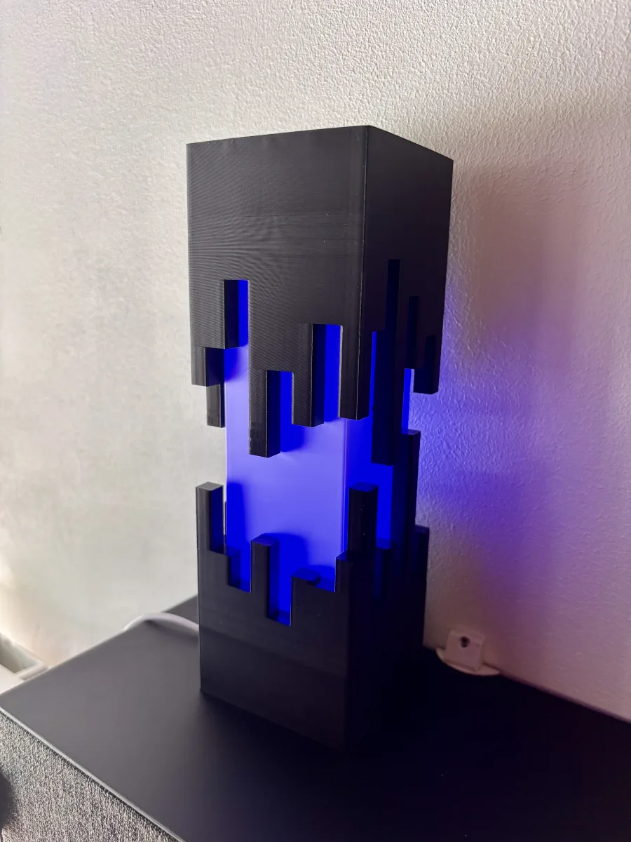 Lampe design style Minecraft Multicolor – Impression 3D PLA noir & blanc - photo 2