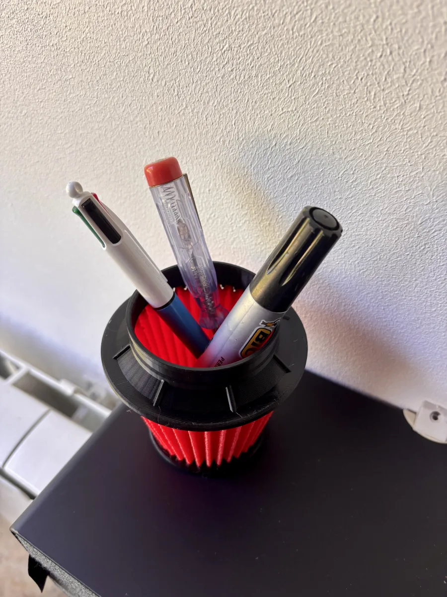 Pot à crayons filtre à air sport voiture – Impression 3D noir & rouge - photo 2