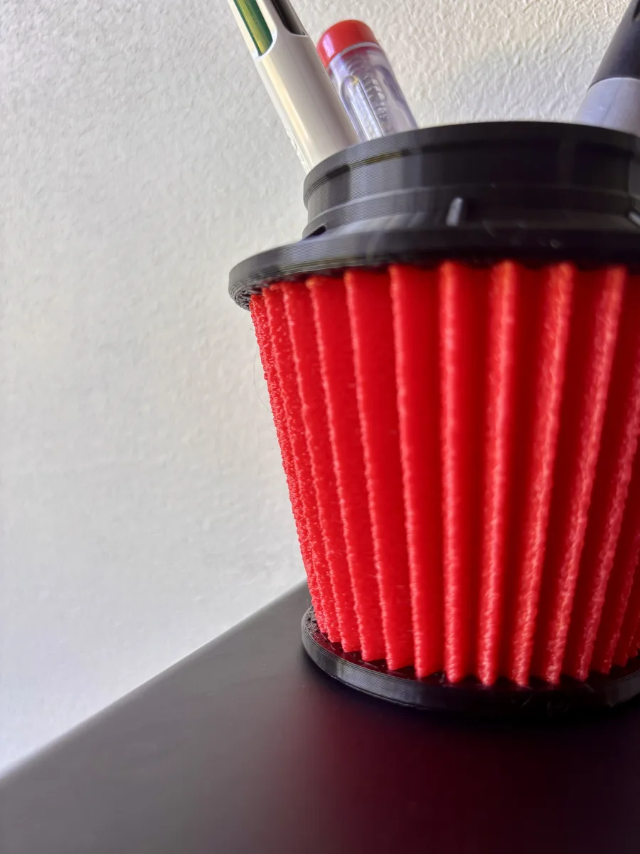 Pot à crayons filtre à air sport voiture – Impression 3D noir & rouge - photo 3